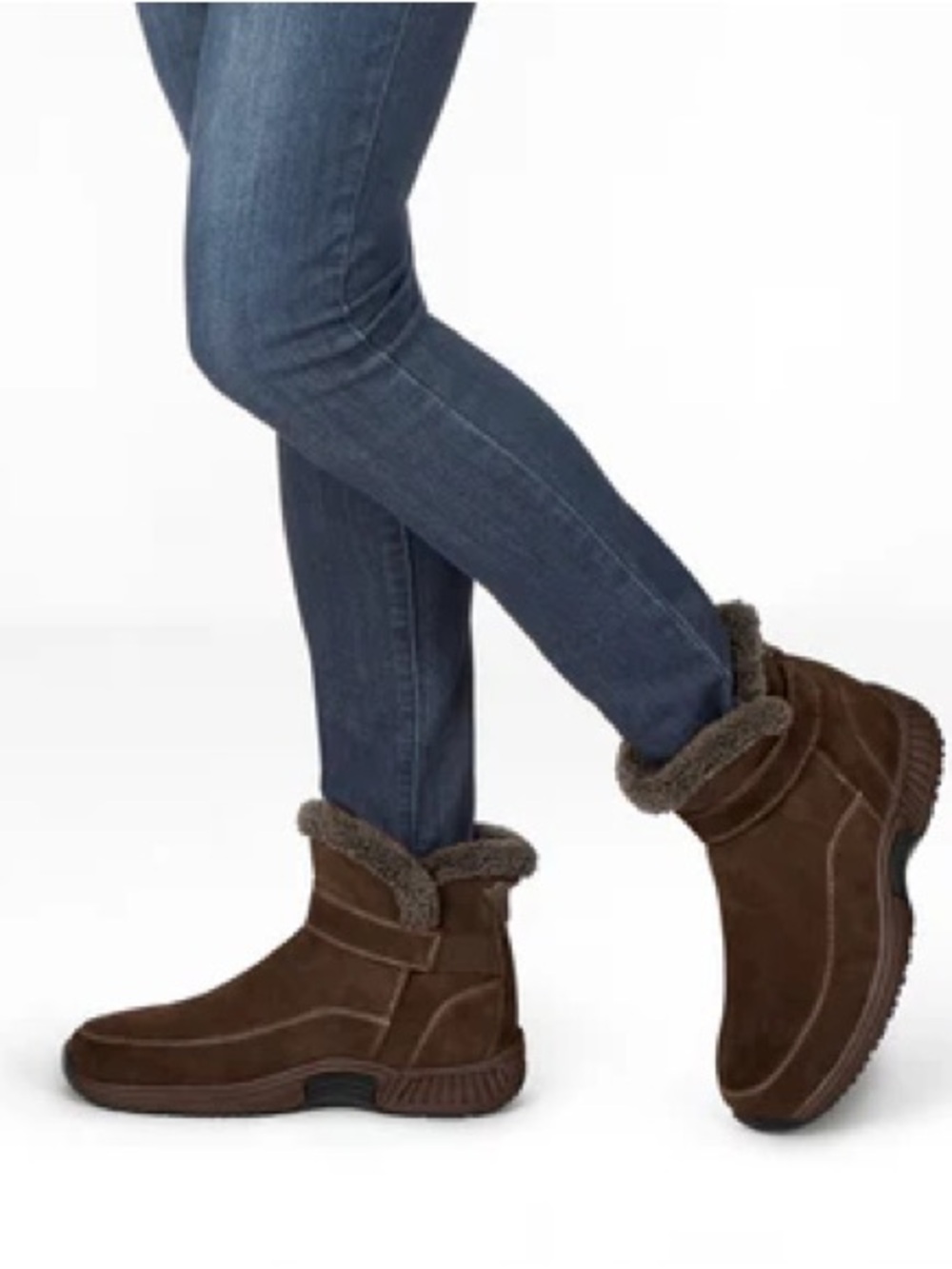 Propét Women's Delaney Strap Suede Ankle Boots Brown Size 10
